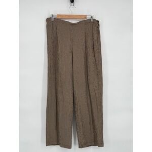 VTG Kathleen Sommers Brown Gingham Pants Sz 10 Rayon‎ High Waist Flowy - Rare